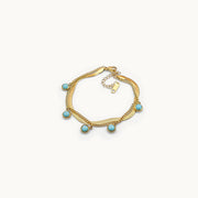 Twined Turquoise Elegance Gold Plated Double Chain Bracelet