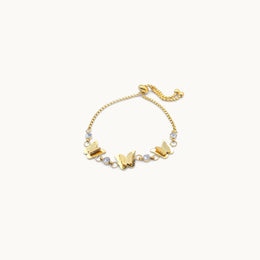 Trio Wings Gold Plated Three Butterfly Bracelet