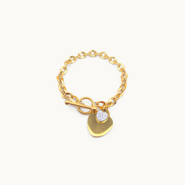 Forever Heart Gold Plated Bold Chain Bracelet