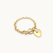 Forever Heart Gold Plated Bold Chain Bracelet
