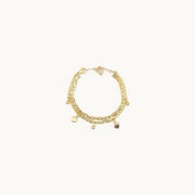 Eterna Blocks Gold Plated Double Chain with Block Charms Bracelet
