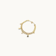 Eterna Blocks Gold Plated Double Chain with Block Charms Bracelet