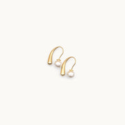 Halo Curve Gold Plated U-Shaped Pearl Earrings