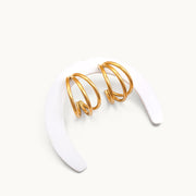 Triple Arc Gold Plated Curved Hoop Earrings