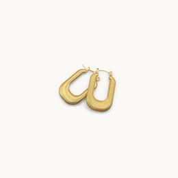 Terra Gold Plated Structured Rectangle Hoop Earrings