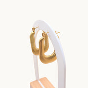Terra Gold Plated Structured Rectangle Hoop Earrings