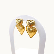 Golden Duo Gold Plated Heart Shape Earrings