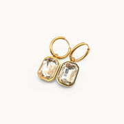 Prism Charm Gold Plated Octagon Gem Earrings