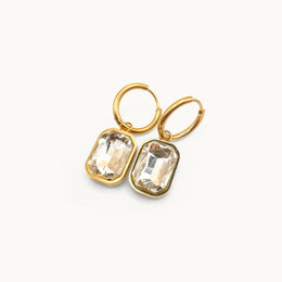 Prism Charm Gold Plated Octagon Gem Earrings