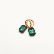 Green Radiance Gold Plated Emerald Octagon Earrings