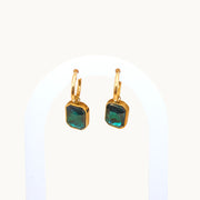Green Radiance Gold Plated Emerald Octagon Earrings