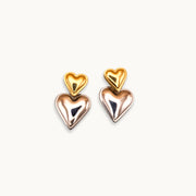 Twilight Hearts Gold & Silver Plated Ear Rings