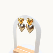 Twilight Hearts Gold & Silver Plated Ear Rings