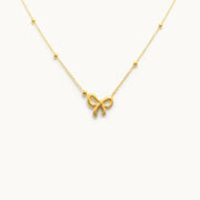 Divine Bow Gold Plated Necklace
