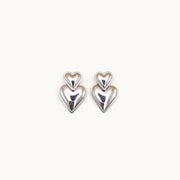 Silver Duo Silver Plated Heart Shape Earrings