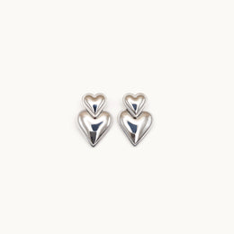 Silver Duo Silver Plated Heart Shape Earrings